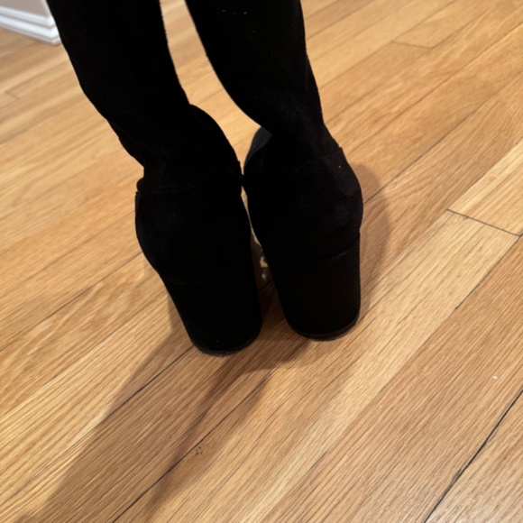 VINCE - Blythe Tall Black Suede Block Heel Boots - Picture 8 of 10